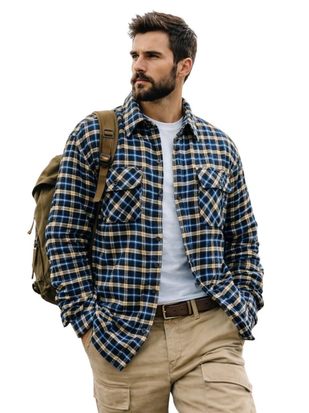 Jachs New York Mens Recycled Flannel Sherpa-Lined Plaid Shirt Jacket L Shacket